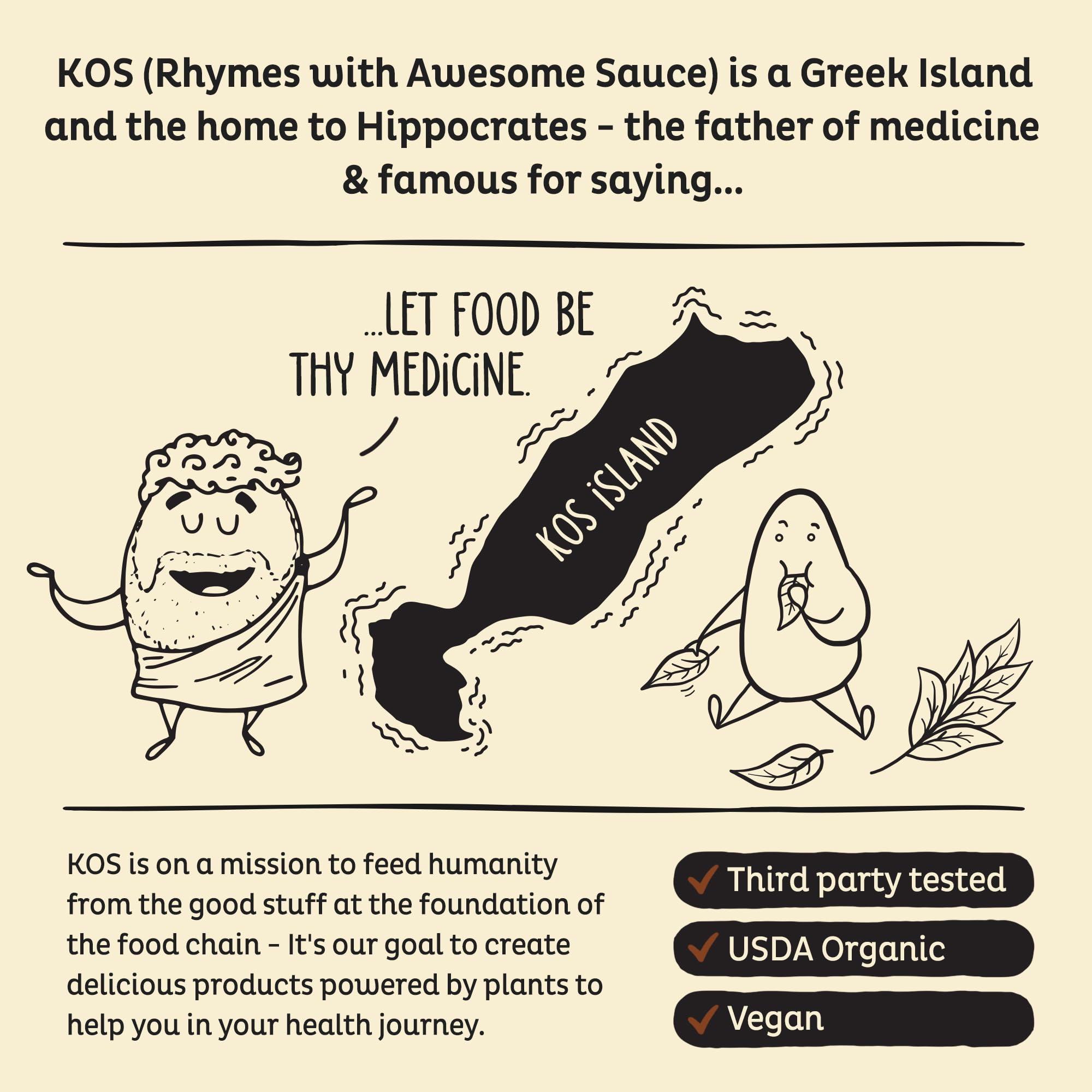 KOS Packaging Box highlights USDA Organic and CCOF certifications