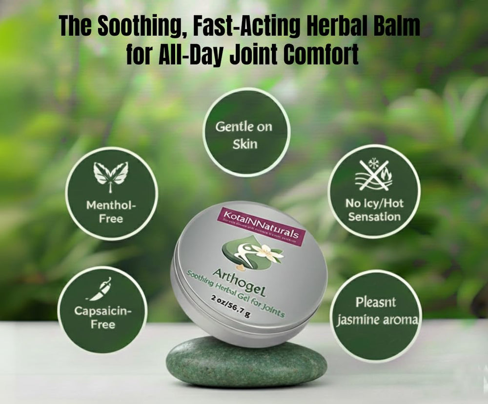 KotaiNNaturals Arthogel gel texture applied to skin for gentle joint relief.