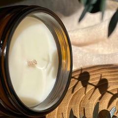 KOTKAS candle closeup highlighting calming aroma for yoga or bath.