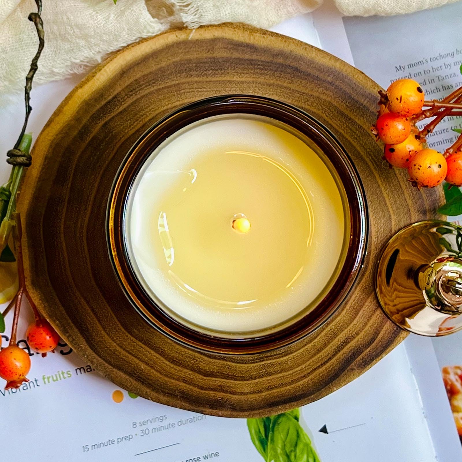 KOTKAS candle wick and wax pool for steady, clean burn and diffusion.