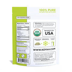 KOYAH broccoli sprout powder scoop illustrating convenient 1-scoop serving for quick add-ins