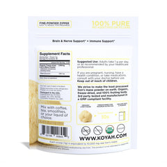 KOYAH fruiting body Lions Mane powder close-up texture ideal for blends