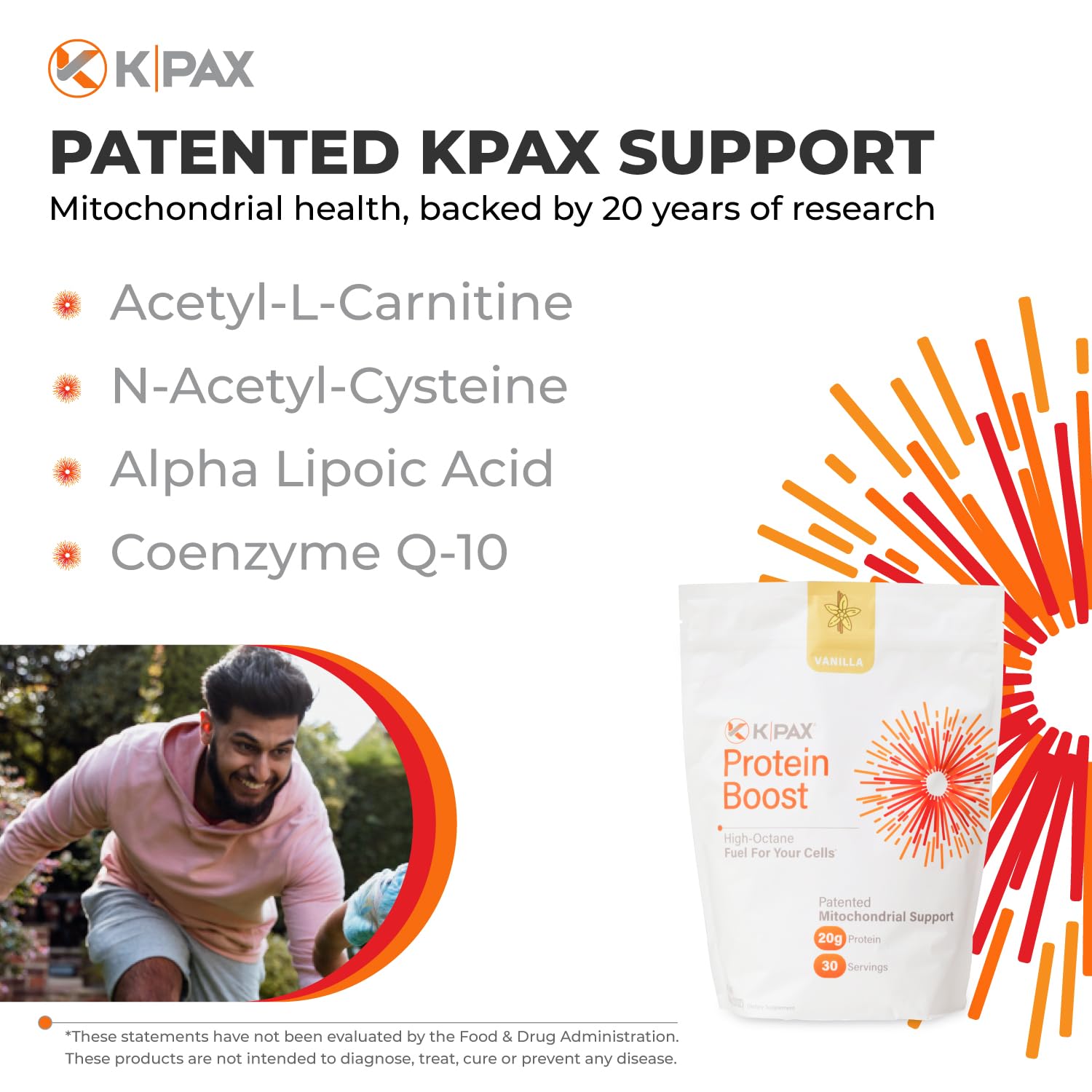KPAX antioxidant blend label indicating mitochondrial energy support