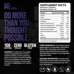 4-gummy serving delivering 10g protein from KR Labs gummies.