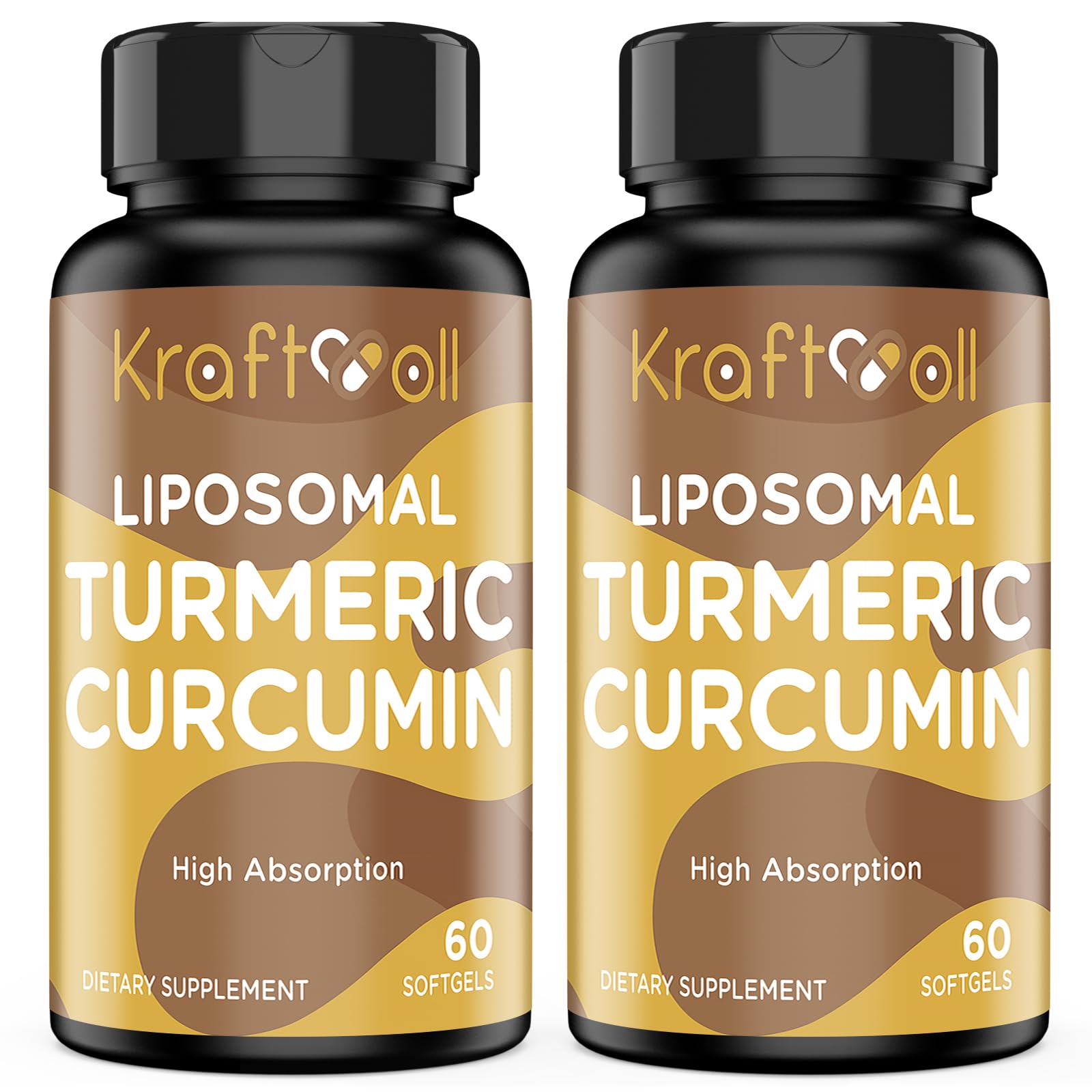 Kraftvoll liposomal turmeric softgels bottle with clear label for easy daily use.