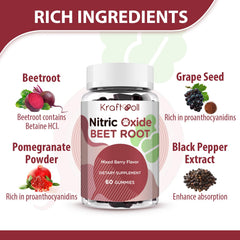 Kraftvoll Nitric Oxide Beet Root Gummies flavor close-up, ideal for daily beetroot intake.
