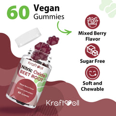 Kraftvoll Nitric Oxide Beet Root Gummies ingredients with glutathione and GPLC.