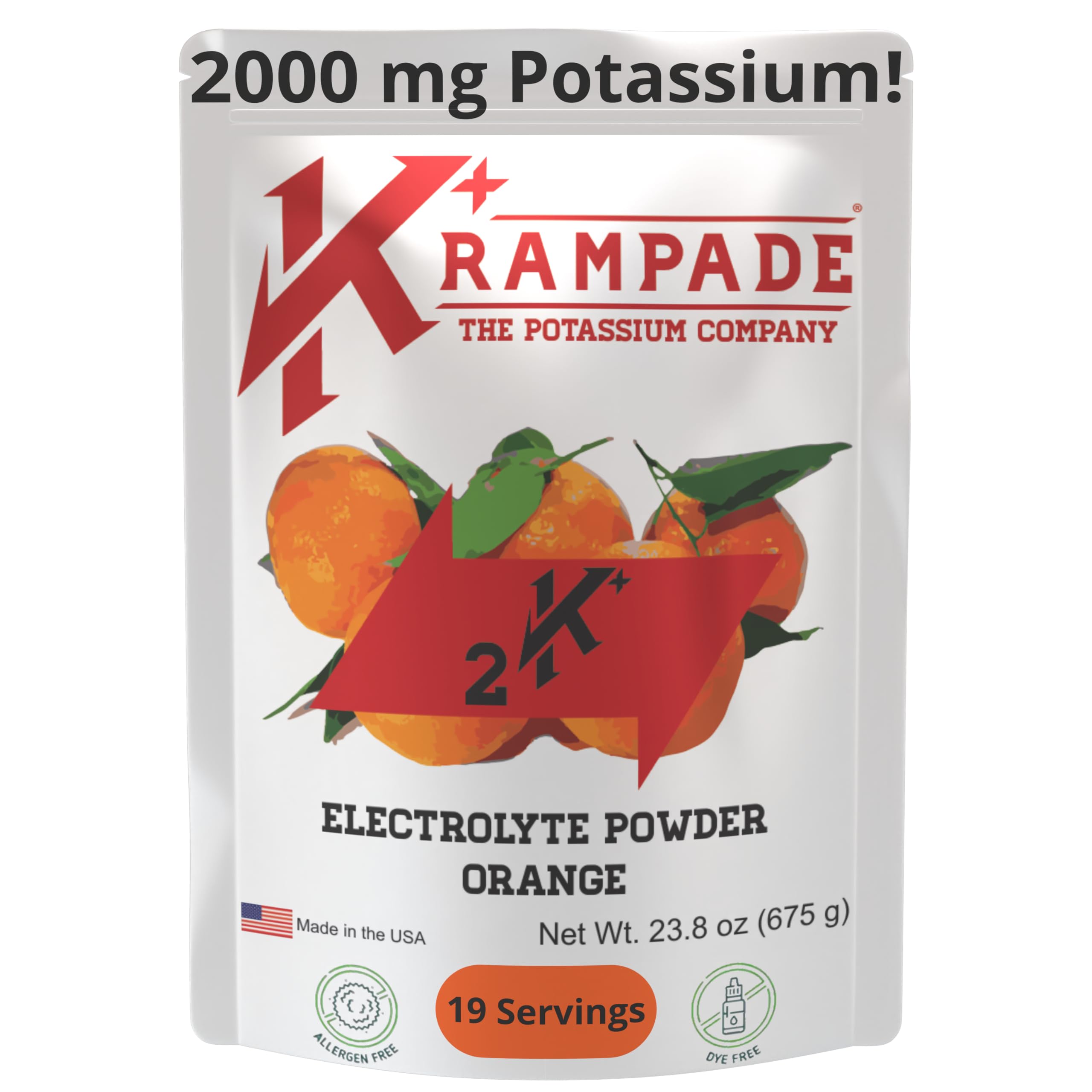Krampade Electrolytes bottle closeup showing cramp relief and hydration support