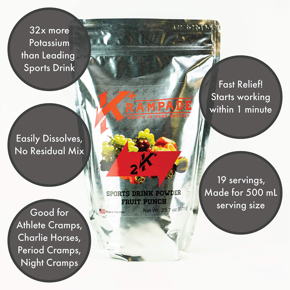 Krampade fruit punch powder close-up texture suggesting premium mixability