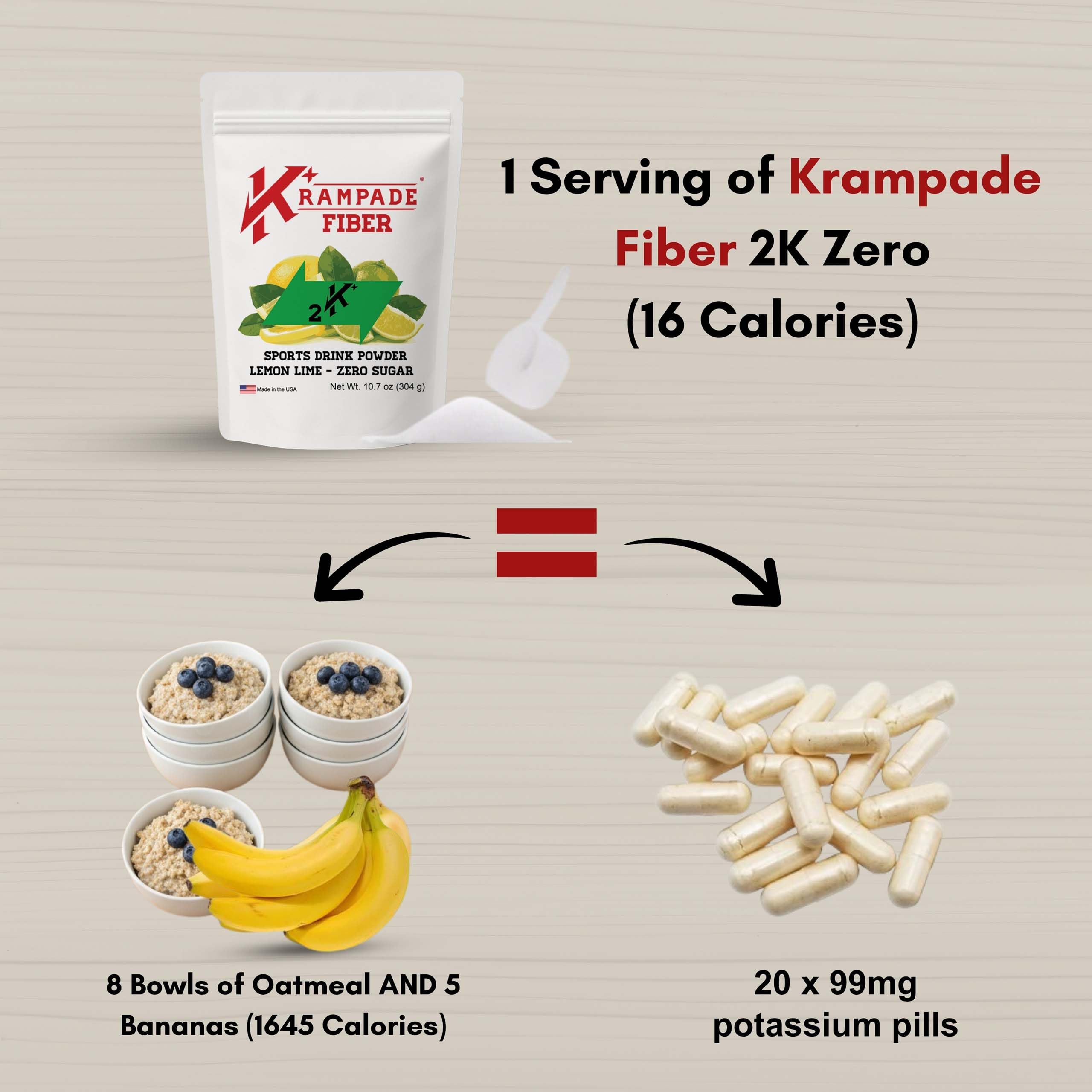 Krampade label closeup reveals potassium and magnesium benefits.