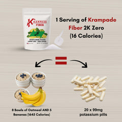 Krampade label closeup reveals potassium and magnesium benefits.