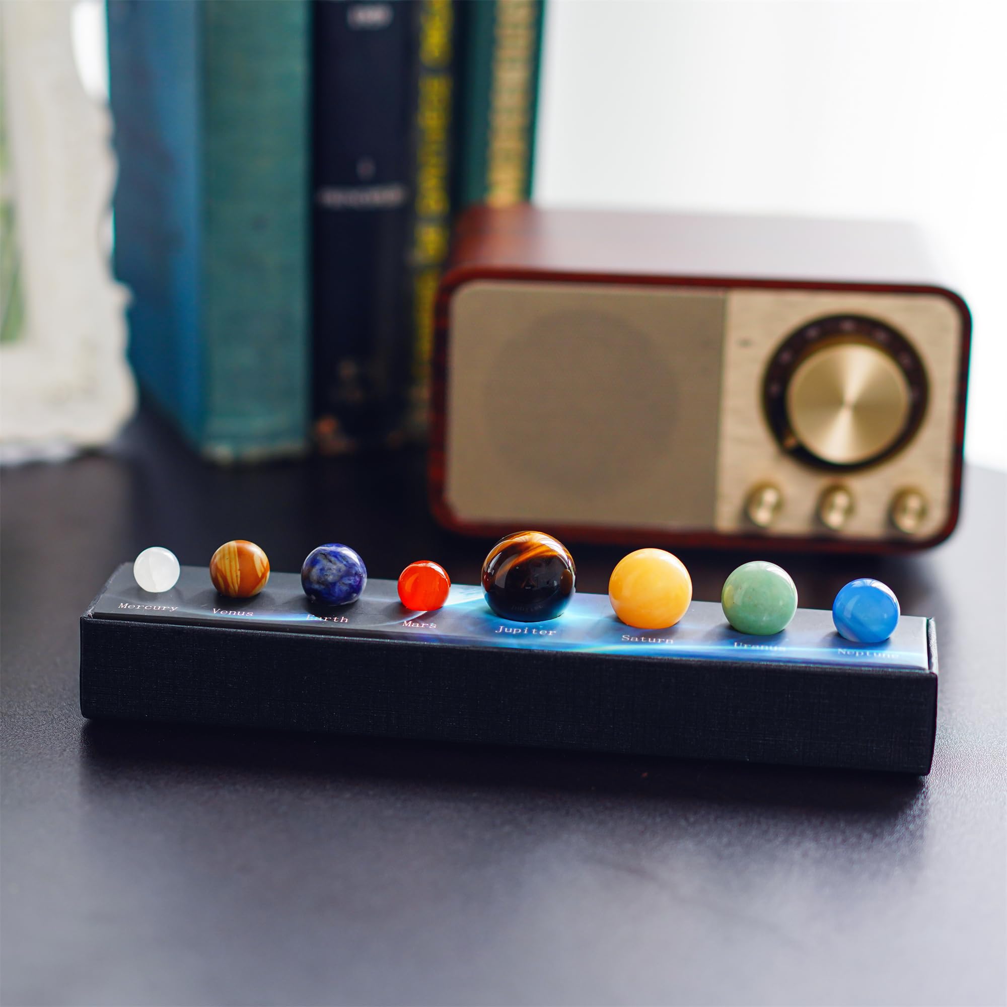 KRISININE Solar System Neptune gemstone ball brings deep blue calm to spaces.