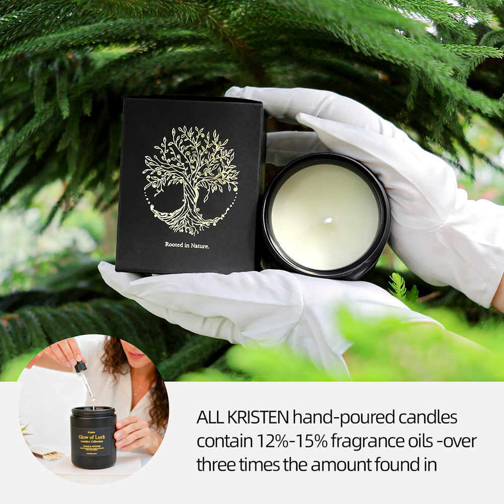 Close-up of Kristen black jar with lid preserving fragrance between uses.