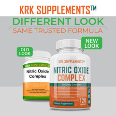 KRK Supplements Nitric Oxide capsules closeup demonstrates easy daily-use capsules.