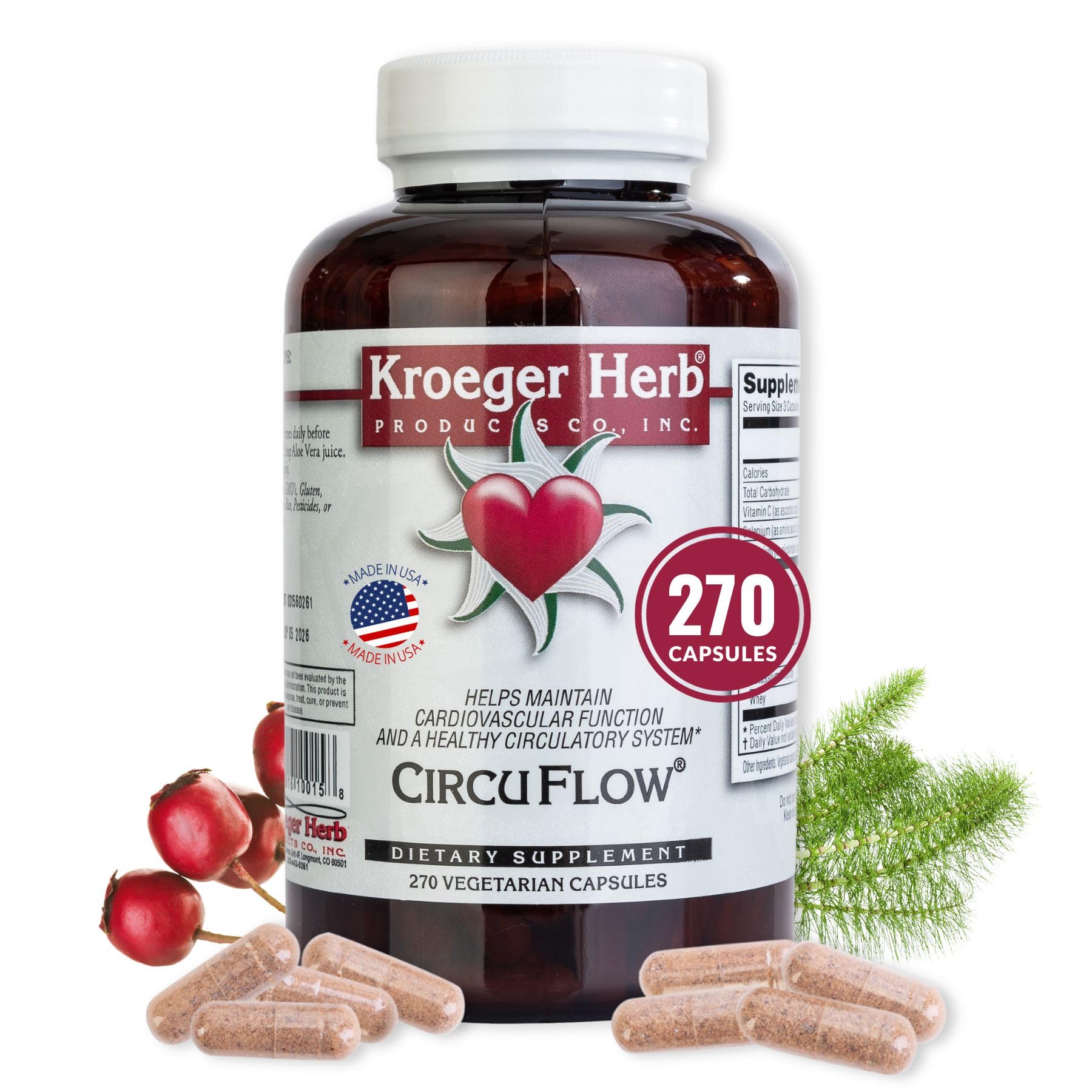 Kroeger Herb Products Circu Flow bottle pour for easy daily use supporting circulation.