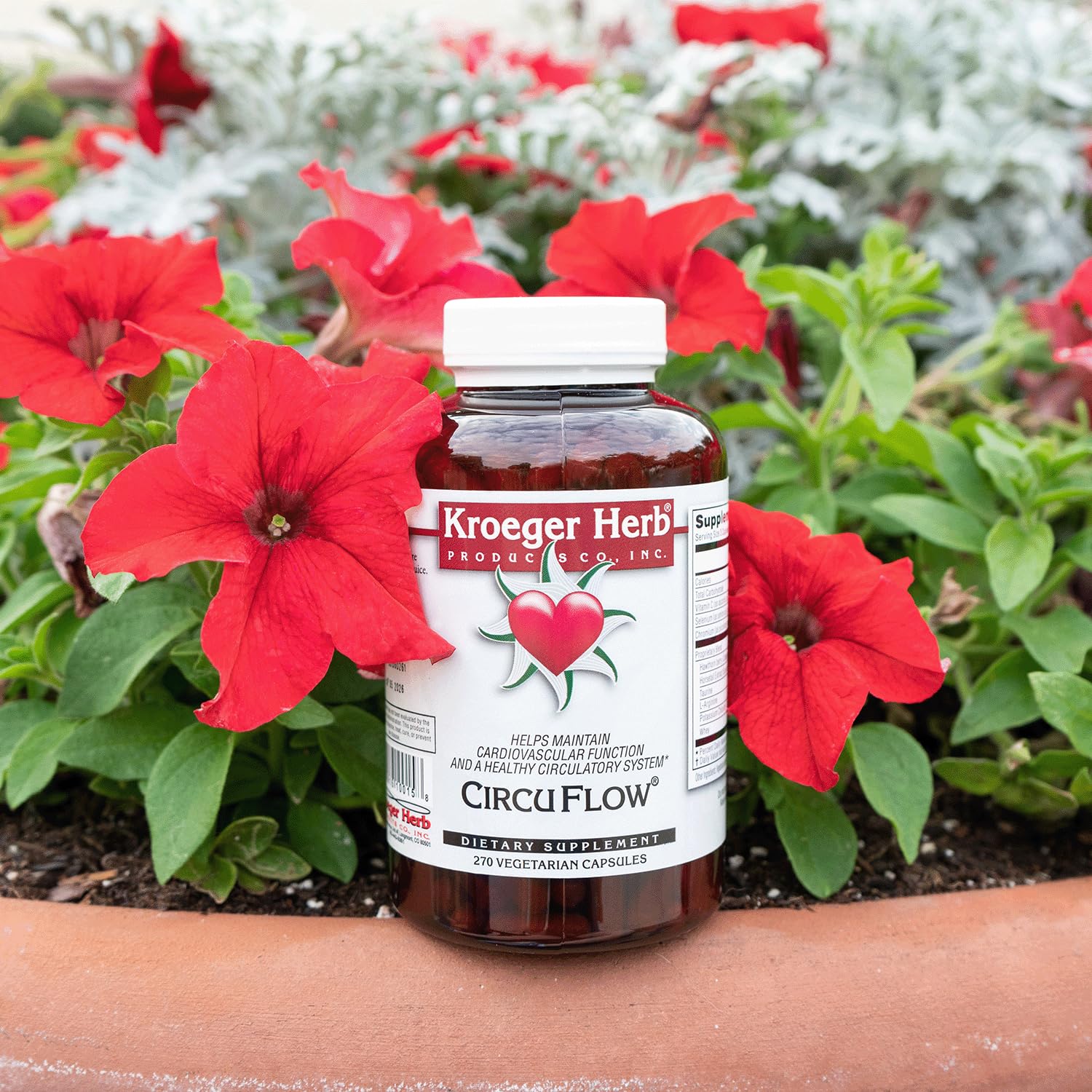 Kroeger Herb Products Circu Flow vegan symbol signifies plant-based support.