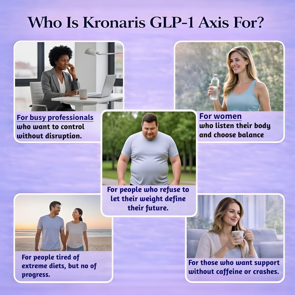 Kronaris GLP-1 bottle beside glass for daily routine