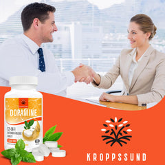 Kroppssund dopamine ingredients table featuring L-tryptophan and vitamin B6 for balance