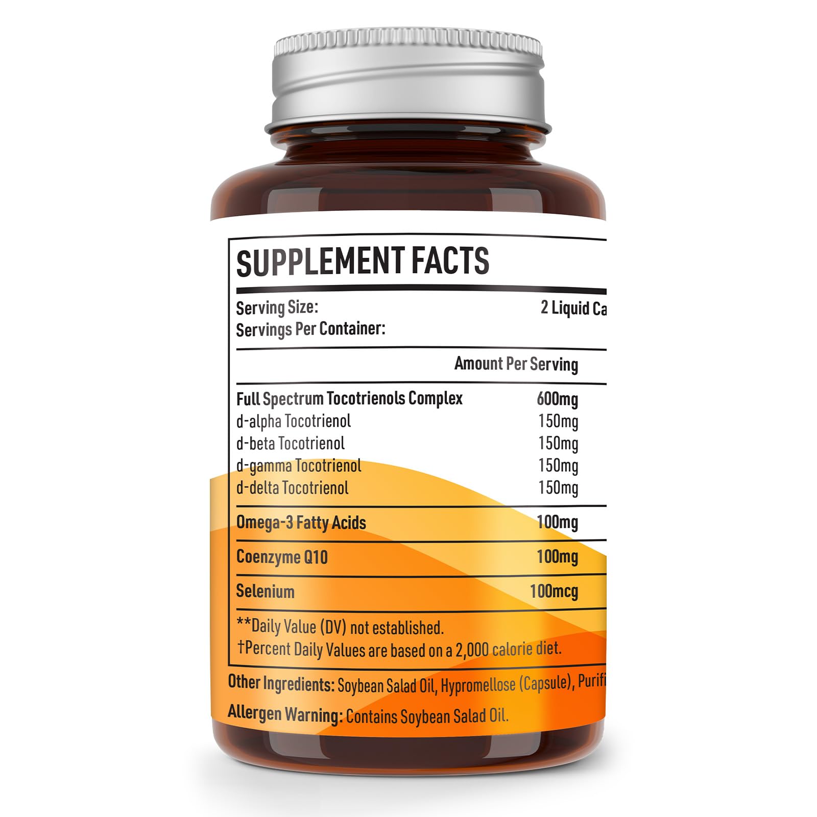 Kroppssund Tocotrienols liquid capsules close-up showing smooth, easy-to-swallow design.