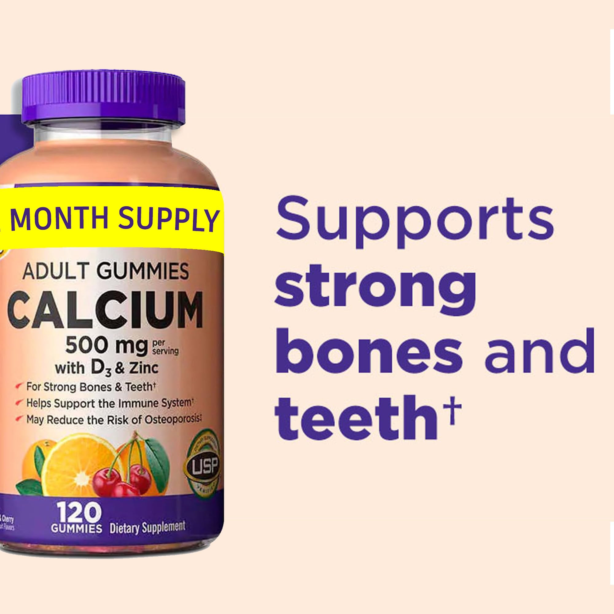 KS Calcium label supplement facts highlights calcium, D3, and zinc benefits.