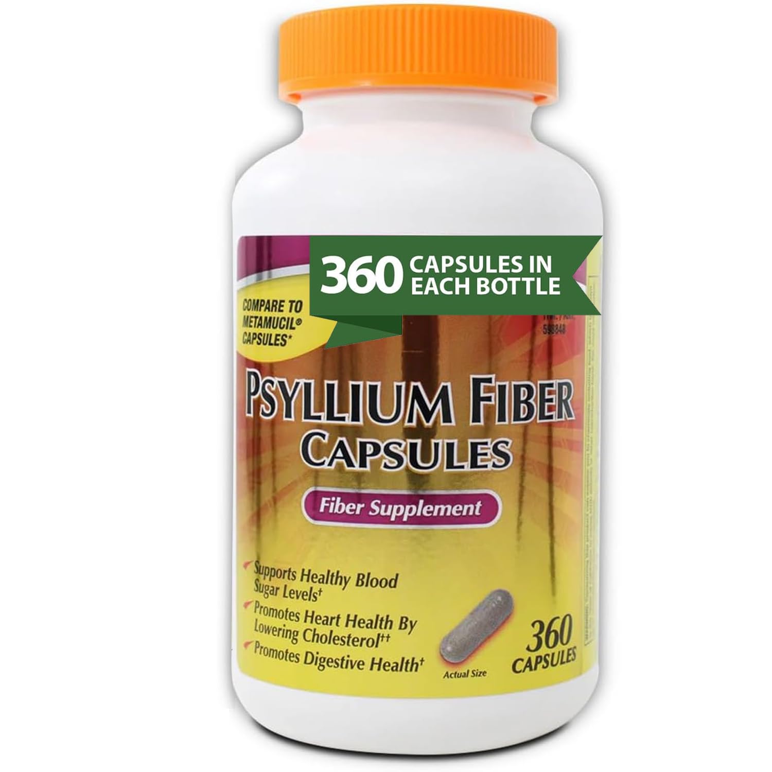 KS Psyllium Fiber Capsules bottle-front shows convenient daily fiber support for digestion.