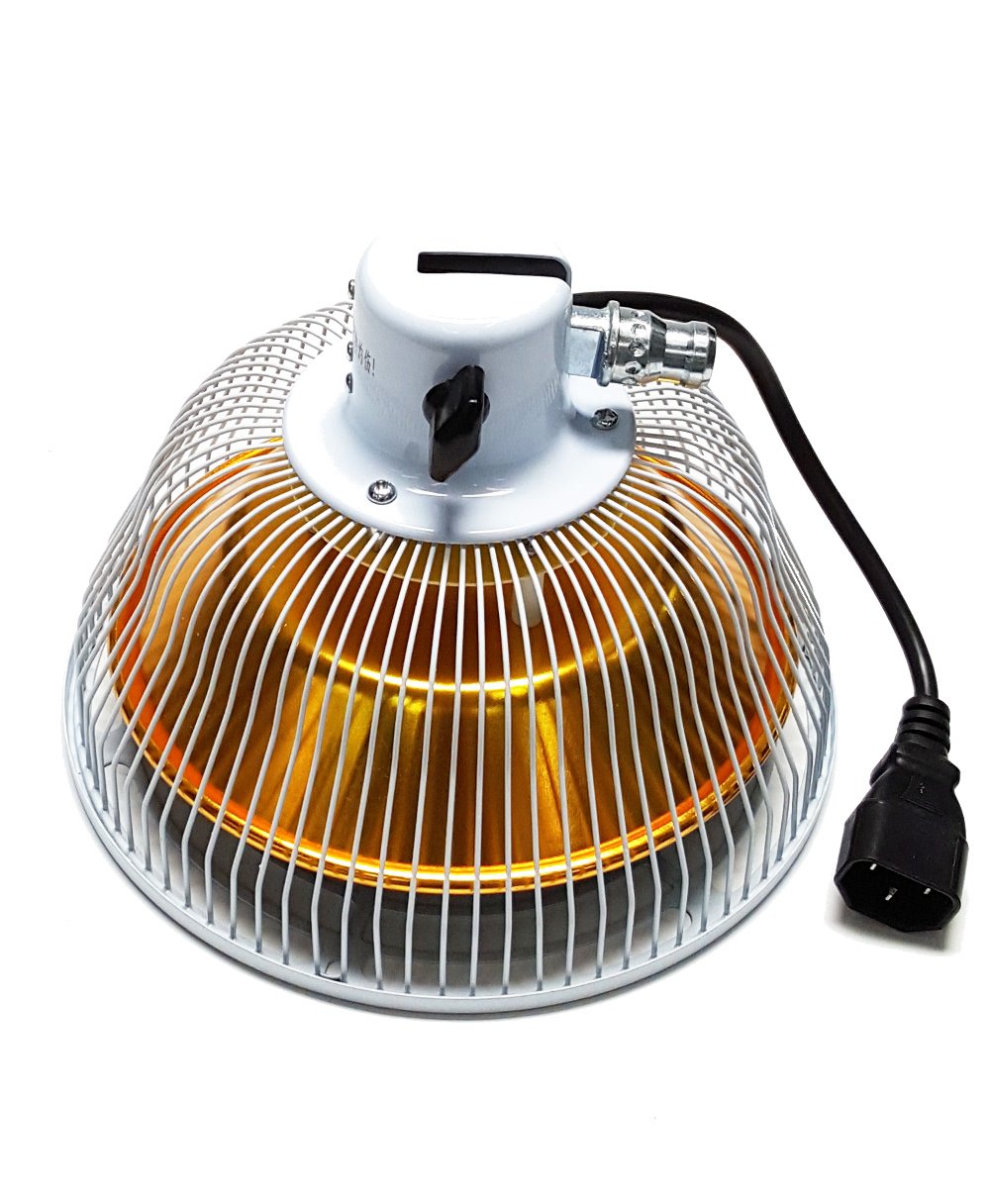 KS TDP lamp head shows mineral plate with 33 elements for infrared warmth