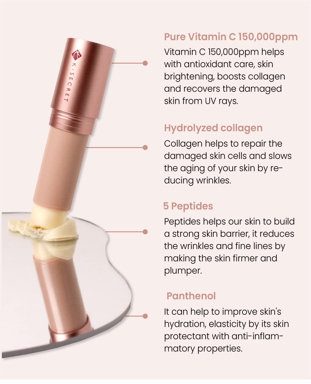 Soft, glossy texture of KSECRET balm catching light on skin.
