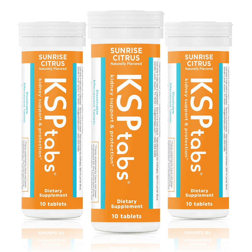 KSPtabs Sunrise Citrus three-pack bottle with dissolving tablets for hydration.