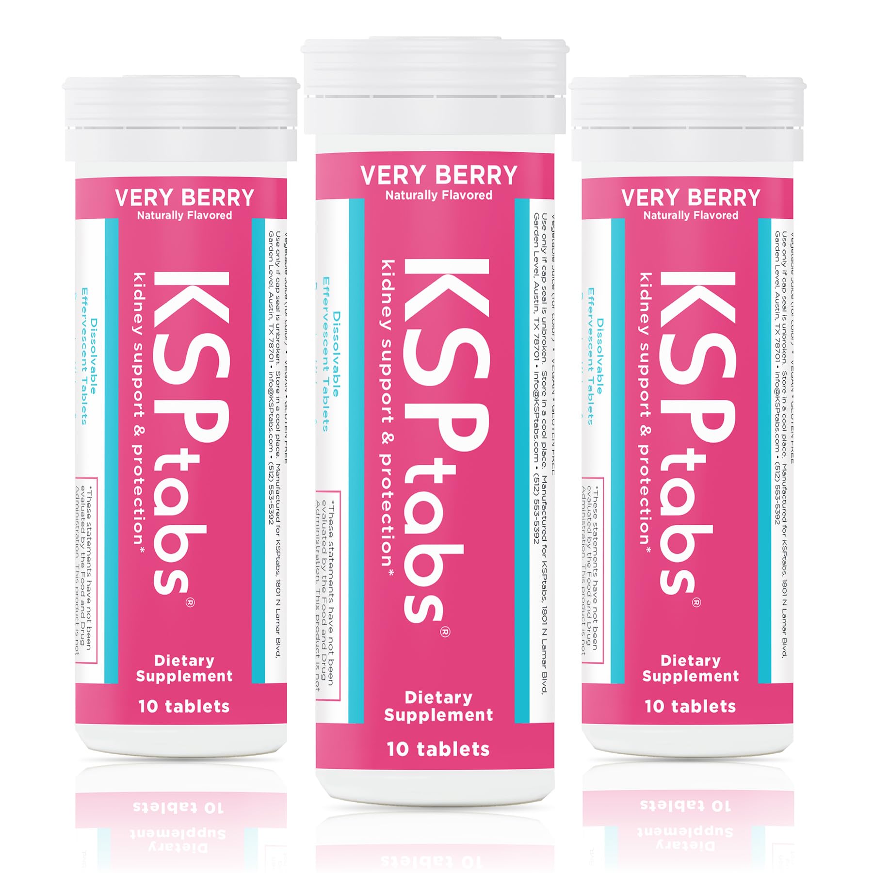 KSPtabs Very Berry effervescent tablet dissolving in water for hydration