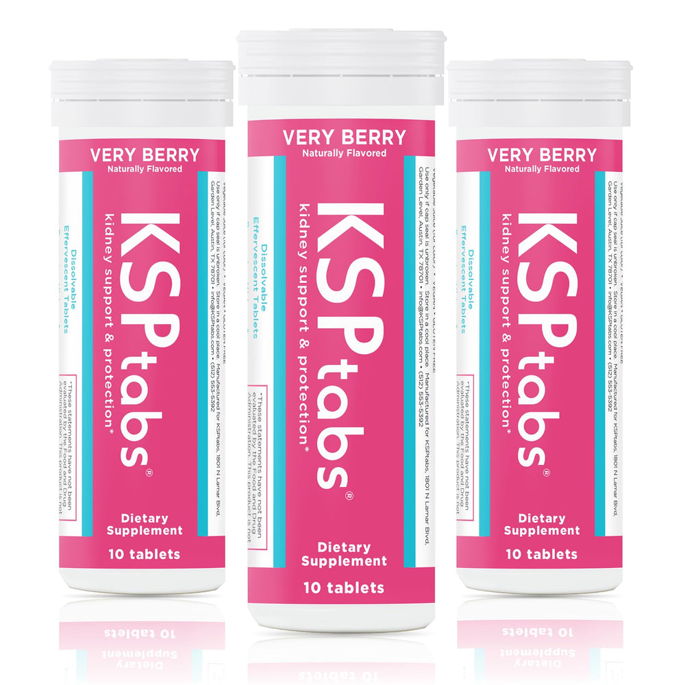 KSPtabs Very Berry effervescent tablet dissolving in water for hydration