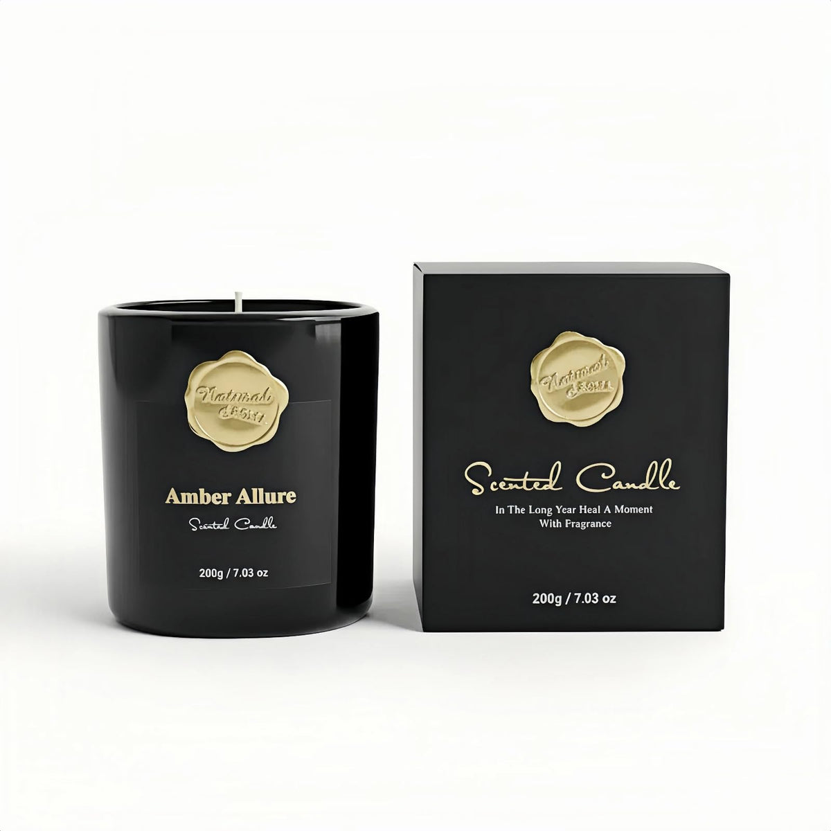 ktyixu Amber Allure candle jar closeup highlights premium craftsmanship for a refined space