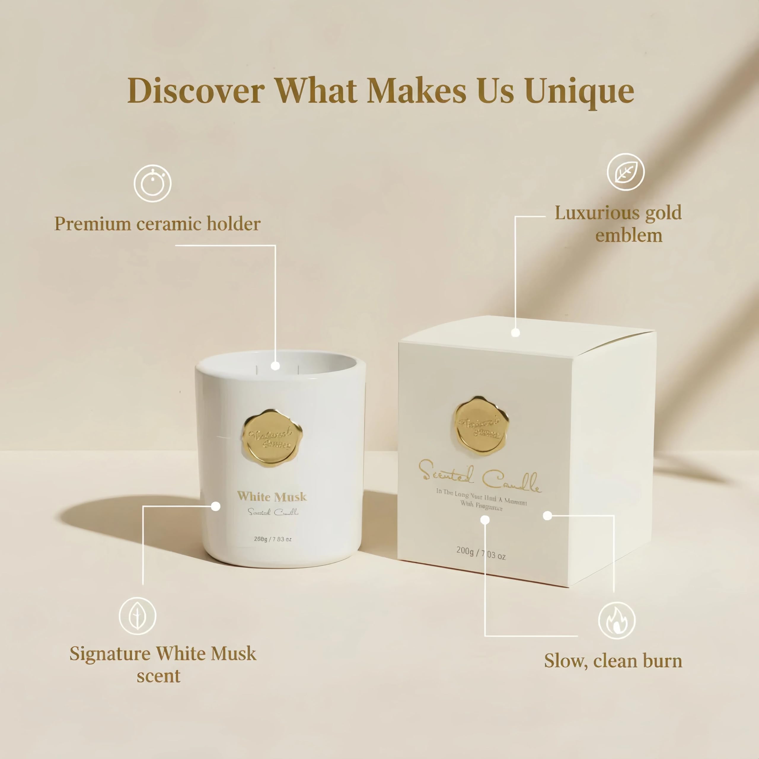 KTYIXU Whitemusk candle reusable ceramic jar after burn