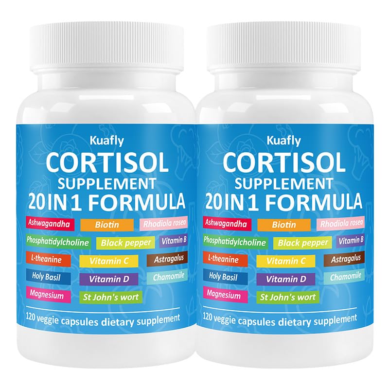 KUAFLY 20-in-1 cortisol support bottle for daily calm and balanced mood.