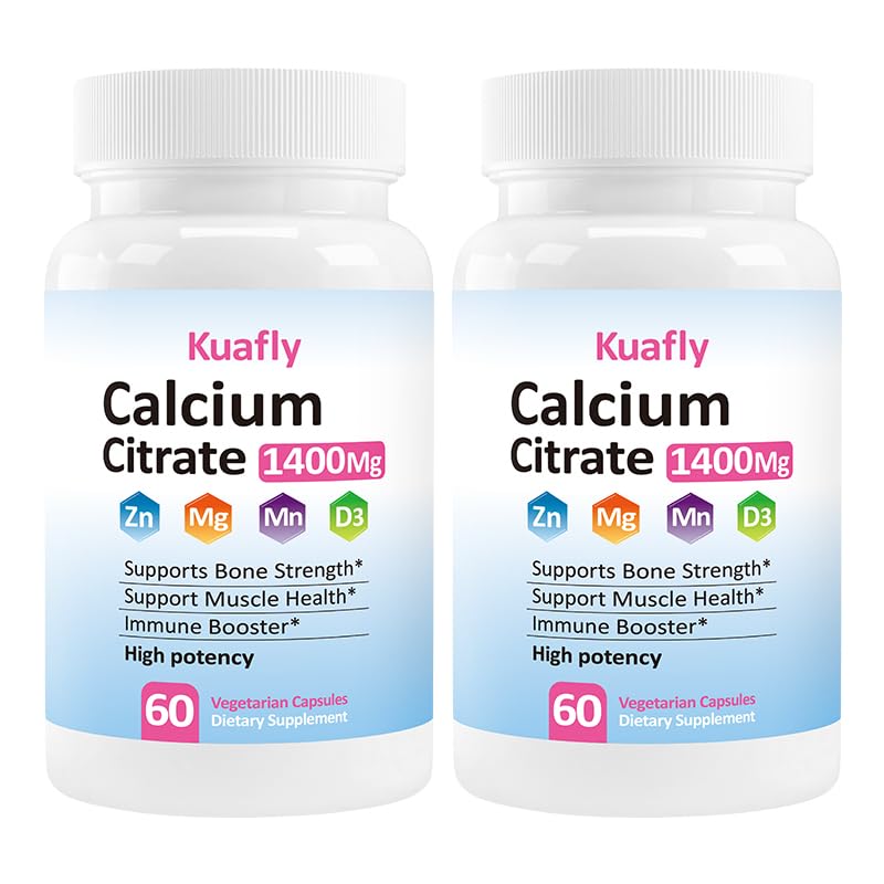 KUAFLY Calcium Citrate 1400mg bottle front, highlighting bone support potential.