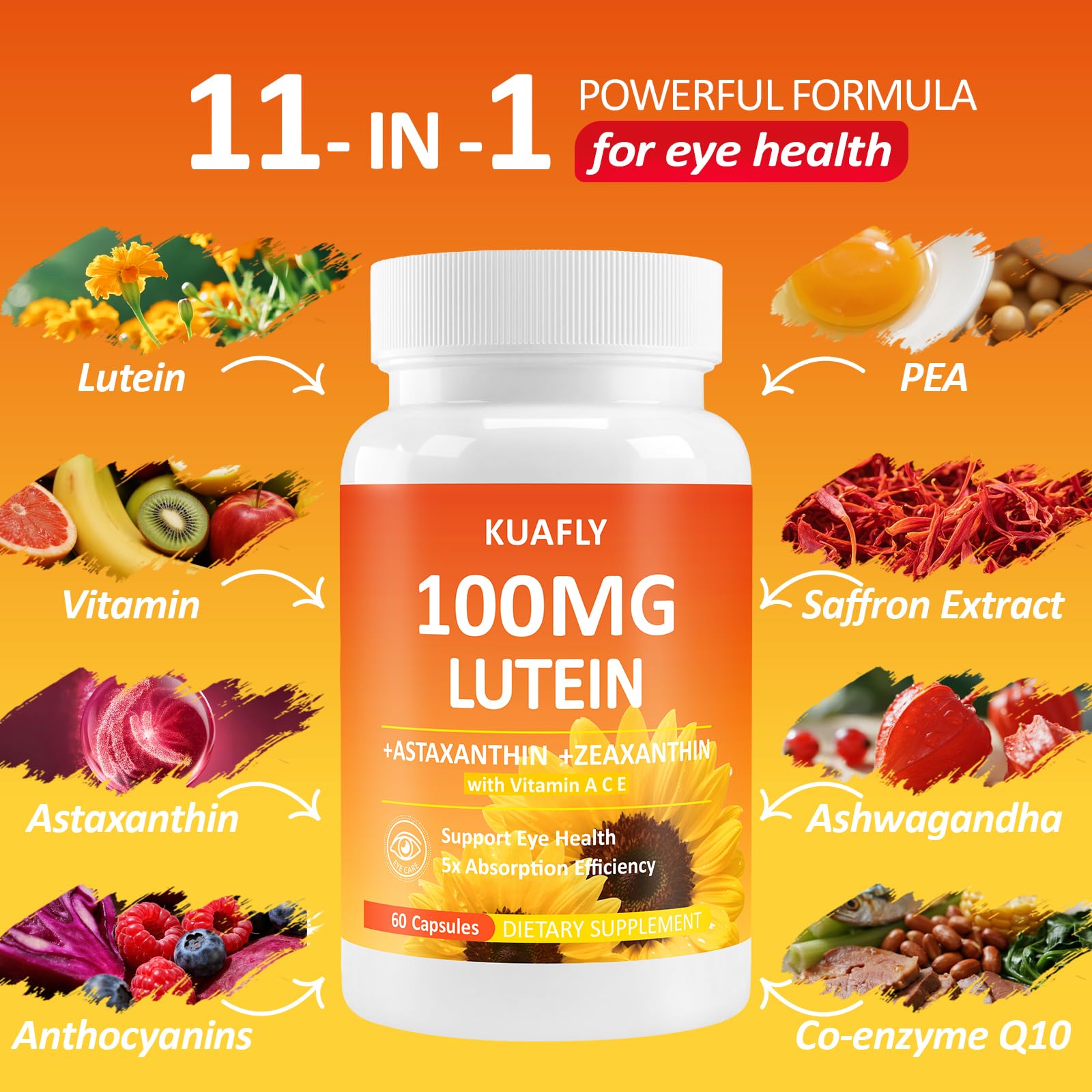 KUAFLY capsules in bottle closeup showing convenient daily use