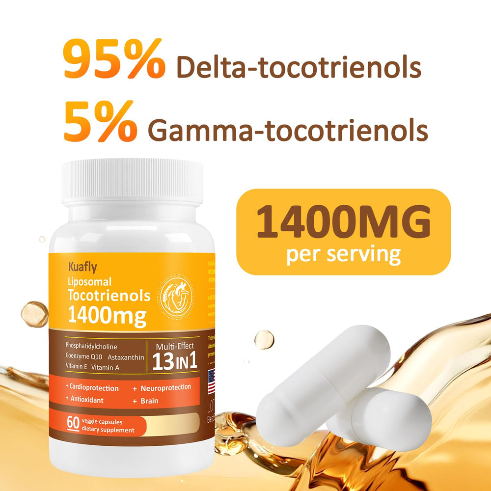 KUAFLY delta and gamma tocotrienols packaging highlights key tocotrienol components.