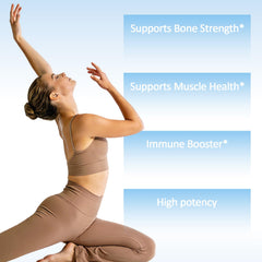 KUAFLY front label shows dosage directions for daily bone and muscle wellness.