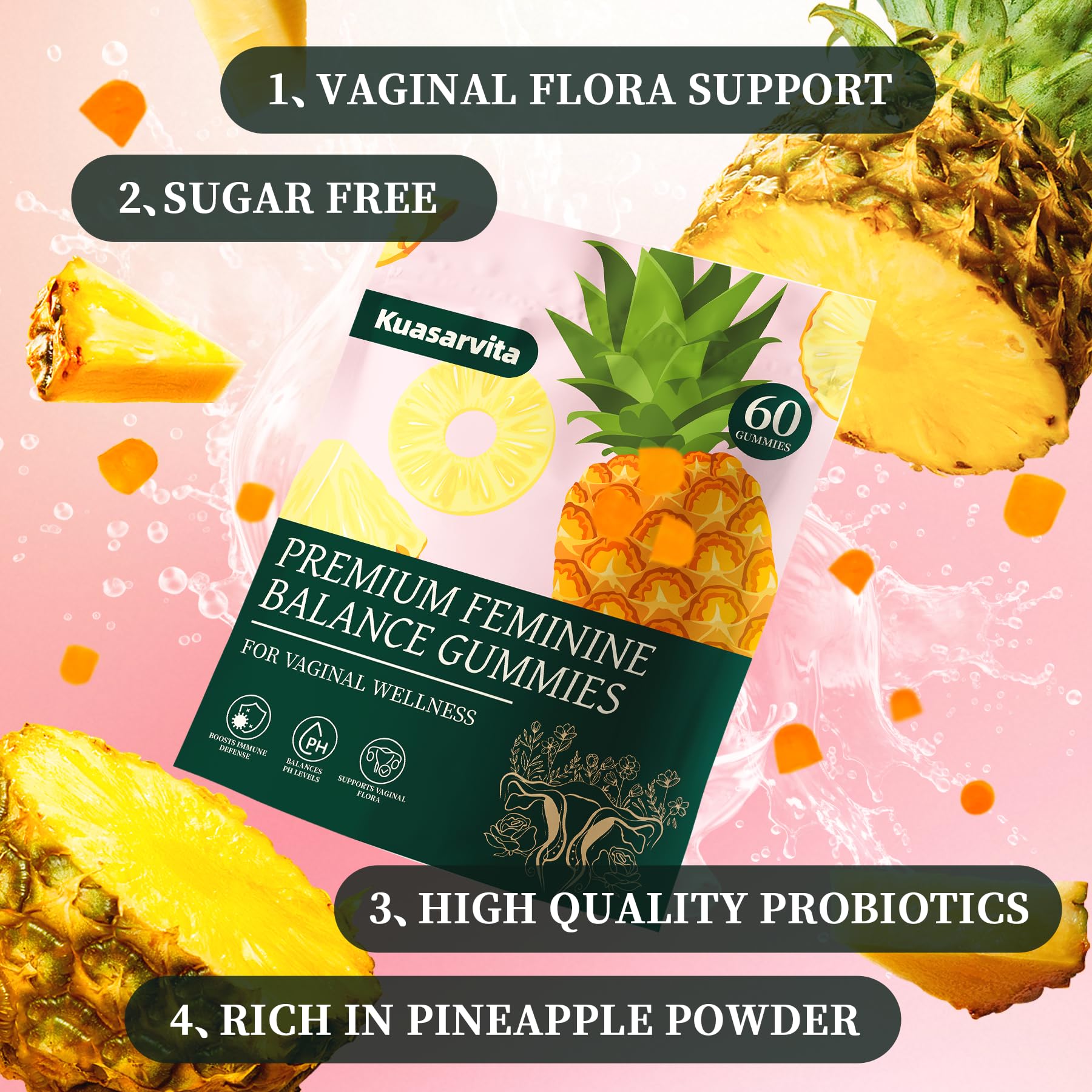 Kuasarvita Hawaiian pineapple flavor gummies for a tasty daily routine.
