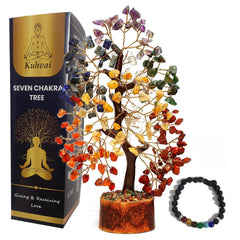 Kuhvai Seven Chakra Tree of Life crystal centerpiece enhances serene spaces.