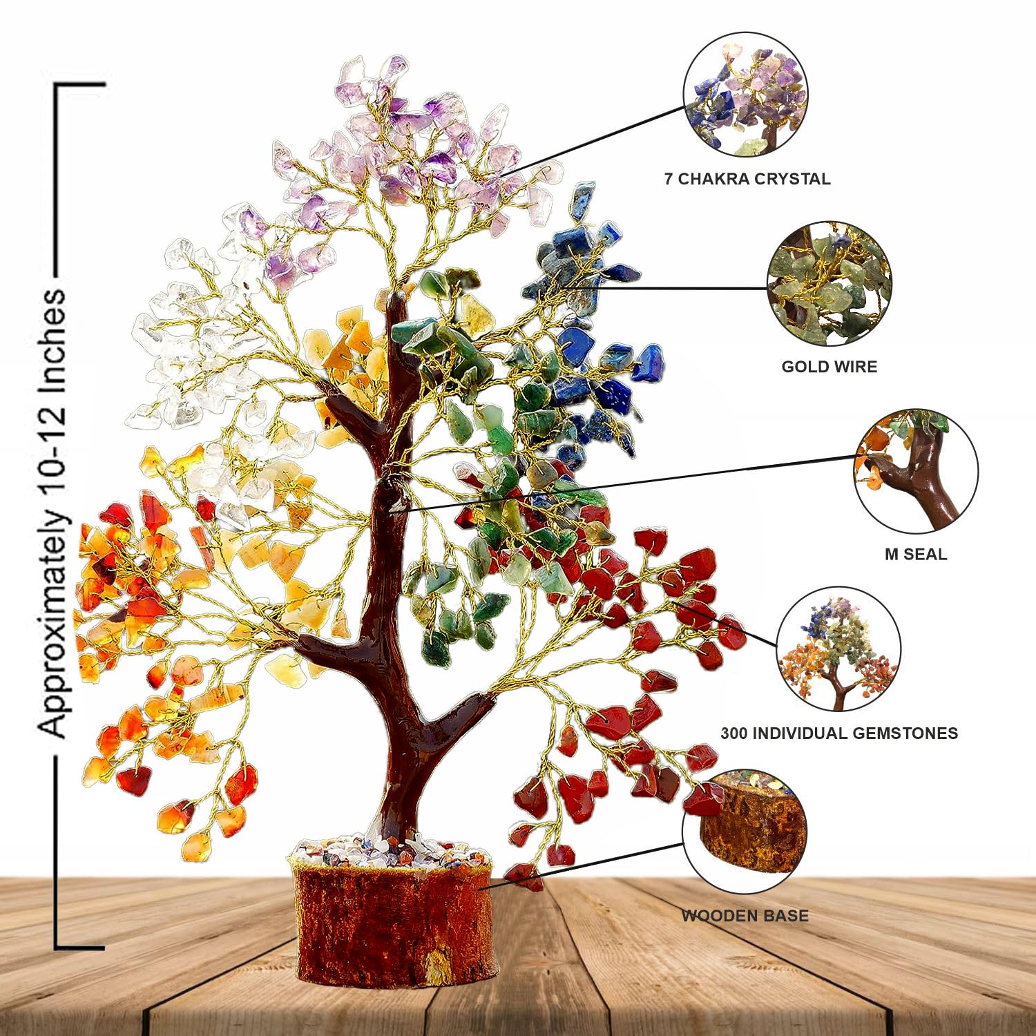 Kuhvai Seven Chakra Tree of Life wall sculpture adds spiritual ambiance.