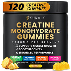 Kukaly Creatine Gummies bottle front for on-the-go energy support.