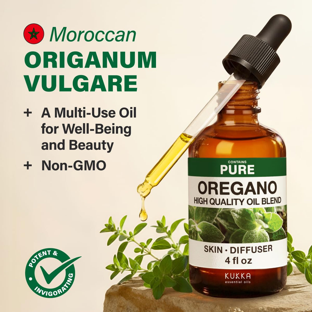 KUKKA oregano oil applied to skin with a carrier oil after cleansing.