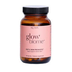 Kuma Glow Biome bottle front showing sleek packaging for daily gut support.