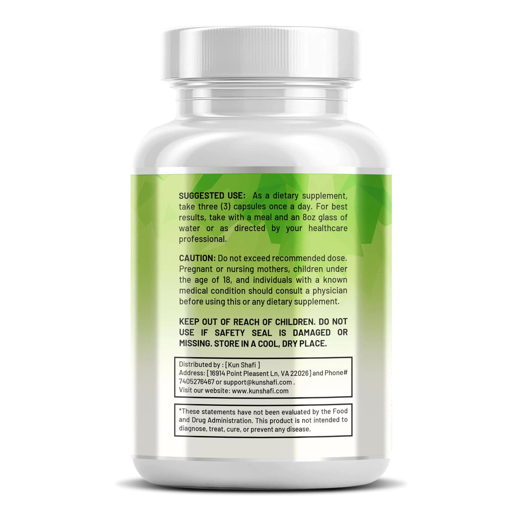 Kun Shafi Prostate Defend label close-up emphasizing quality and safety.