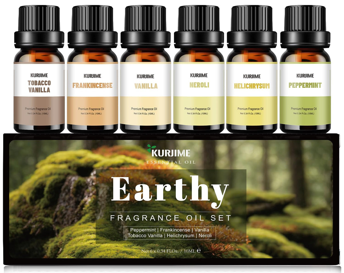 KURJIME Essential Oil Peppermint bottle close-up for a refreshing room scent