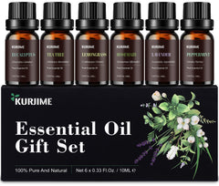 KURJIME essential oil set Peppermint and Lavender for diffuser aromatherapy and fresh ambiance