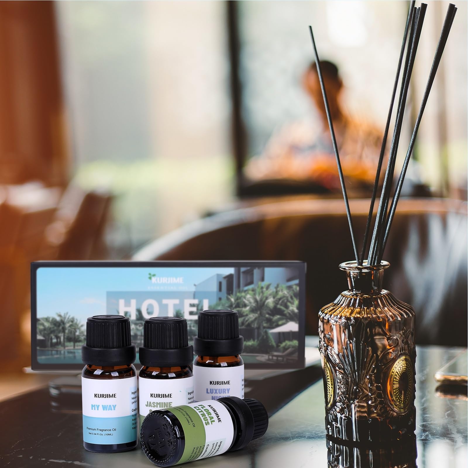 Kurjime Floral Citrus diffuser oil for uplifting, sunlit spaces.