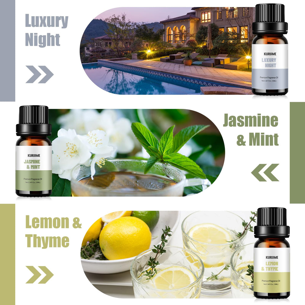 Kurjime Jasmine & Mint diffuser oil for a refreshing, spa-like ambiance.