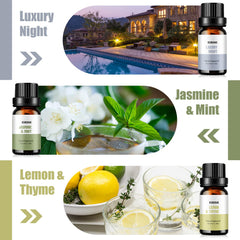 Kurjime Jasmine & Mint diffuser oil for a refreshing, spa-like ambiance.