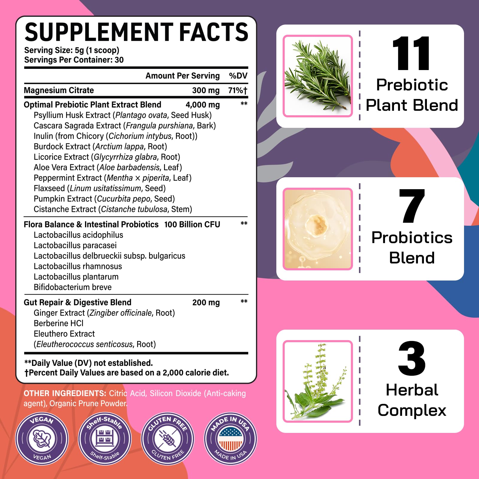 Kusofft Colon Gentle Cleanse bottle back label with important details